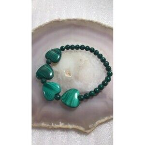 Malachite Hearts and Beads Bracelet
